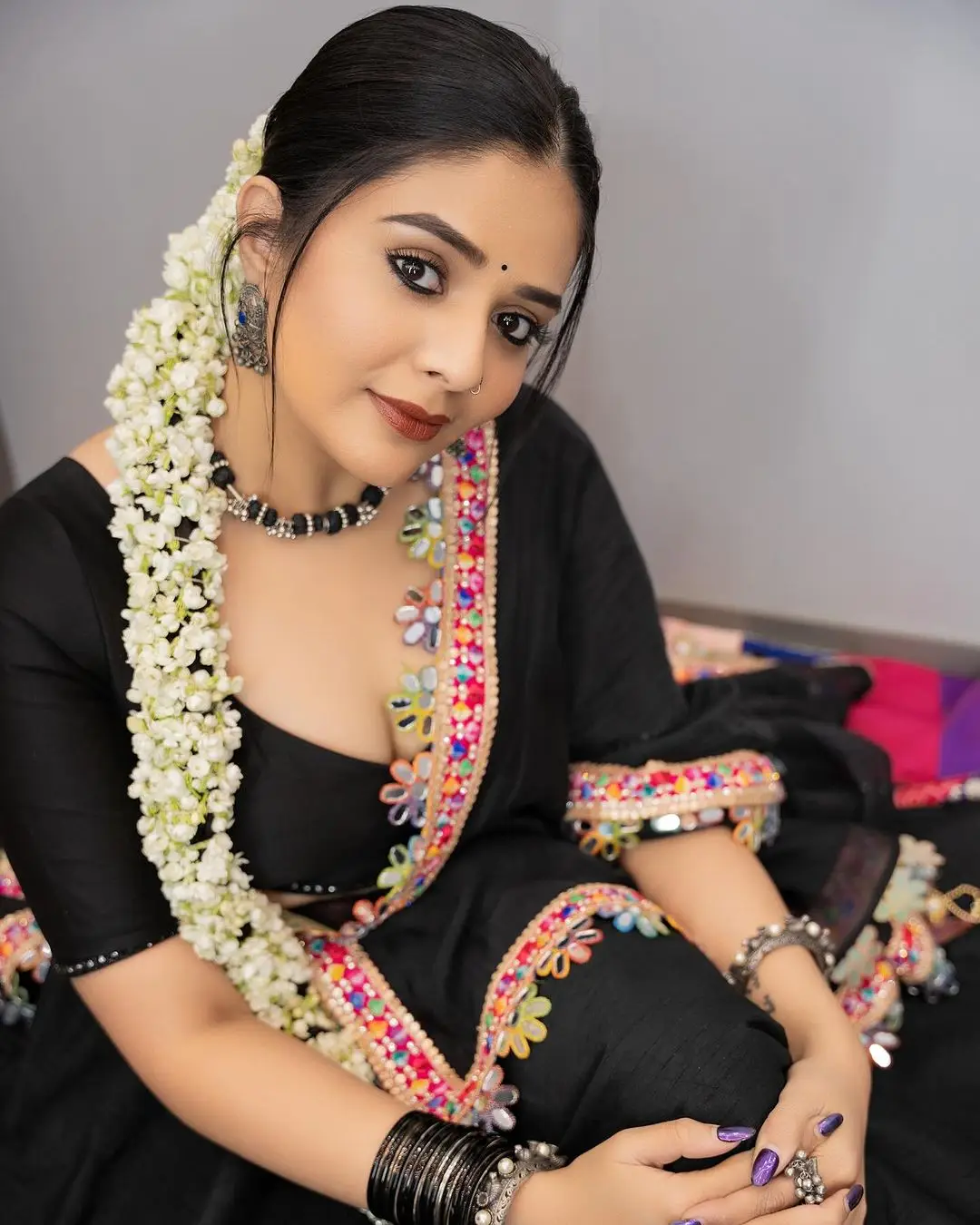 ZEETV Actress Sreemukhi in Black Lehenga Choli